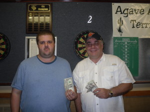 Except for the drive (an hour and 20 minutes from my house) the VFW is Aiken is always a great venue for good darts and good times.  You can see how happy my partner David was to be taking home some money!