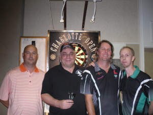 I had a big thrill last year at the Charlotte Open making it to the finals in the Friday night blind draw and playing on the Championship Board.  I had the good fortune of drawing John Liggett as a partner.  And the misfortune of playing against two highly ranked players (Chuck Pankow and Robbie Phillips).  Big time darts, big time fun!