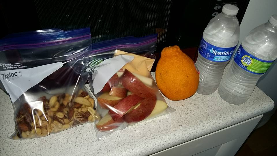 I hadn't eaten yet, so I packed some snacks to carry with me. Wound up only eating the orange.
