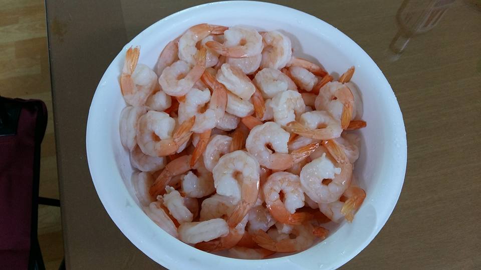 Shrimp thawed and in the bowl..