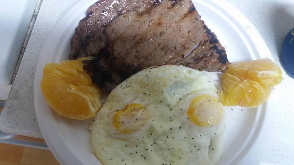 I got up Sunday morning and did up some steak and eggs...